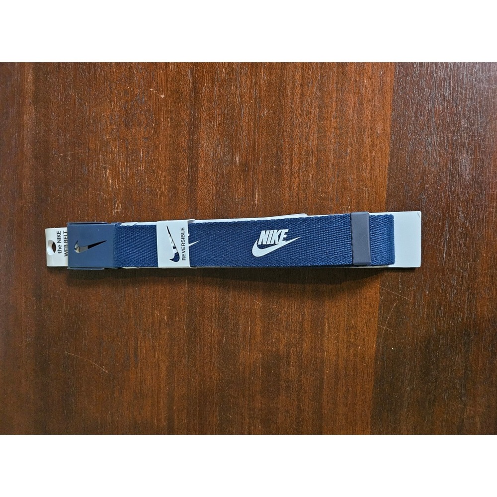 Nike Web Belt Mens One Size Navy Reversible Adjustable Golf Swoosh 72283